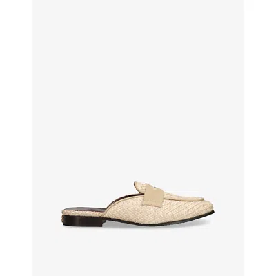 Bougeotte Womens Beige Penny-detail Raffia Mules Eur 37.5 / 4.5 Uk
