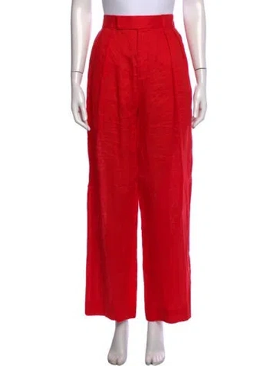 Pre-owned Bouguessa Linen Wide Leg Pants In Red