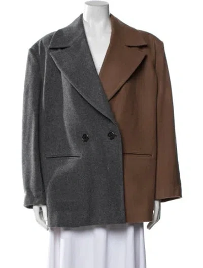 Pre-owned Bouguessa Wool Colorblock Pattern Blazer In Grey