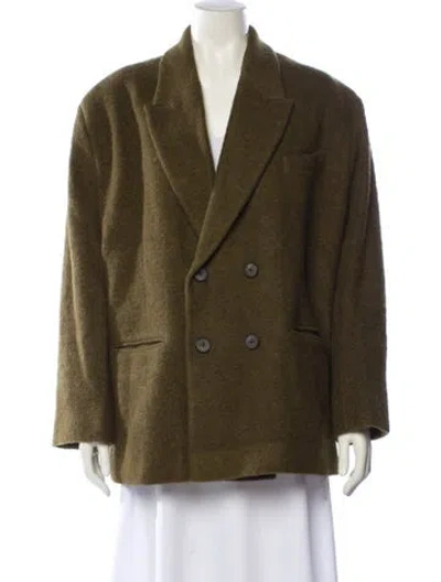 Pre-owned Bouguessa Wool Peacoat In Green