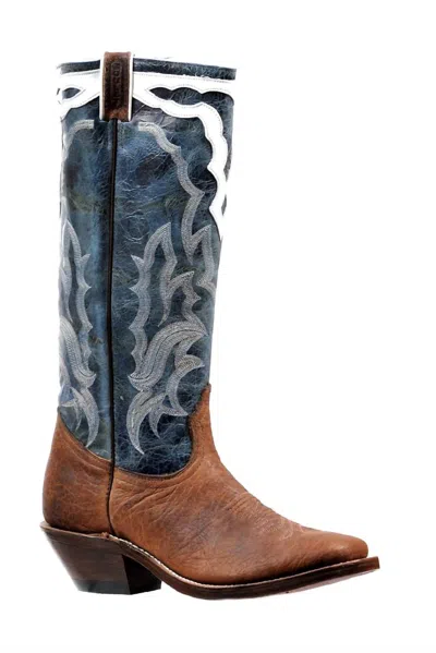 Boulet Boots Women's Bison Shrunken Bomber Boot In Brown/blue In Multi