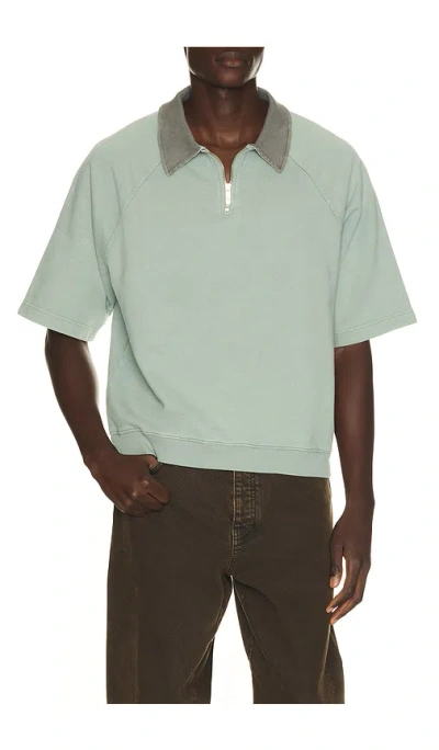 Bound Acid Wash Jersey 1/2 Zip Polo In Gray