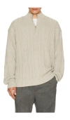 Bound Cable Knit Half Zip Sweater In Neutral