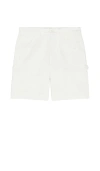 Bound Carpenter Shorts In White