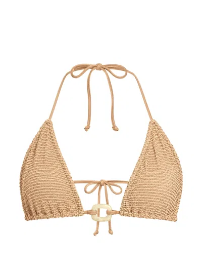 Bound Ingrid Ring-detail Bikini Top In Neutral