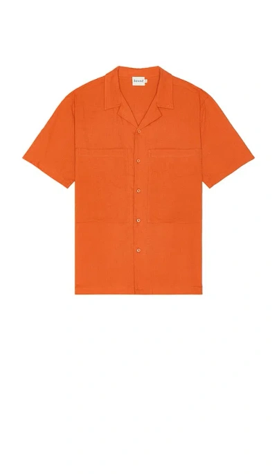 Bound Oversized Textured Shirt In Orange