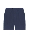 Bound Pleat Smart Canvas Shorts In Blue