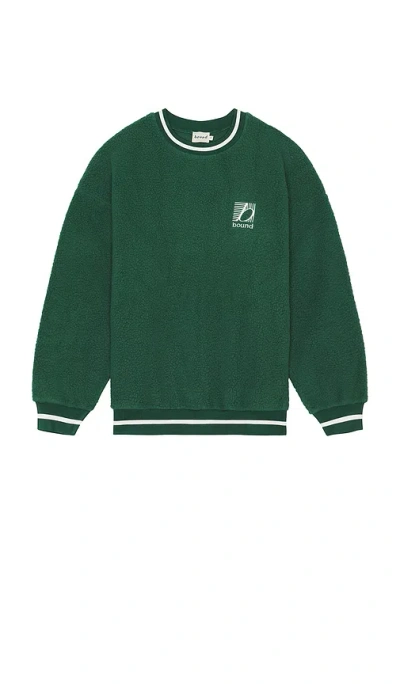 Bound Reverse Fleece Grid Sweater In 瓶绿色