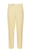 Bound Smart Pleat Linen Trousers In Yellow