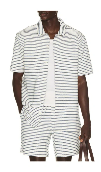 Bound Stripe Jacquard Shirt In Blue
