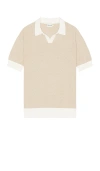 Bound Texture Knit Polo In Beige