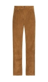Bound Wide Leg Cord Trouser In Pecan Brown