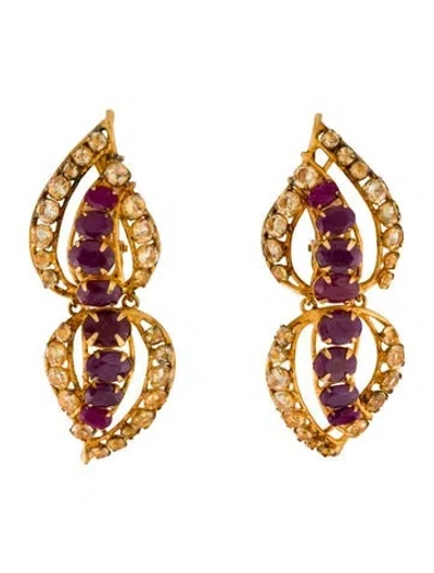 Pre-owned Bounkit Clip-on Drop Earrings In Multi