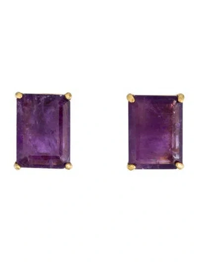 Pre-owned Bounkit Constance Large Studs In Purple