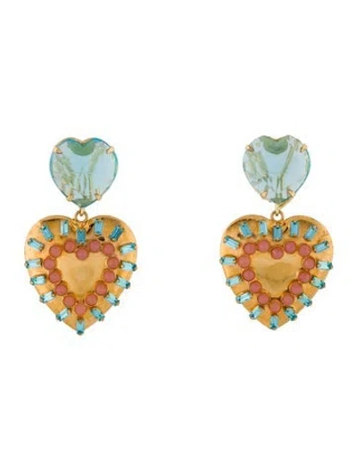 Pre-owned Bounkit Crystal & Bead Drop Earrings In Multi