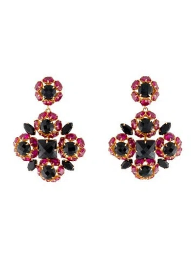 Pre-owned Bounkit Crystal Ariadne Drop Earrings In Multicolor
