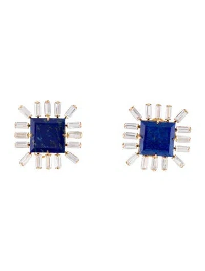 Pre-owned Bounkit Crystal Bella Earrings In Blue