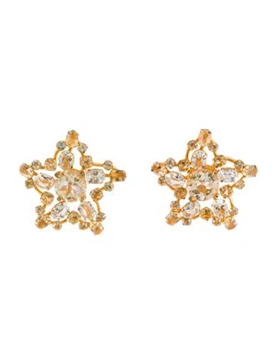 Pre-owned Bounkit Crystal Clip-on Earrings In Multi