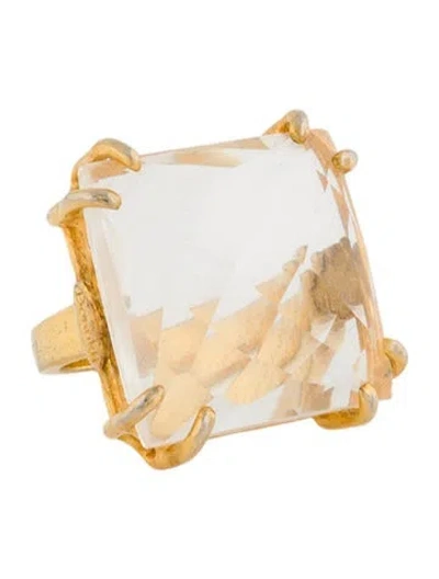 Pre-owned Bounkit Crystal Cocktail Ring In Transparent
