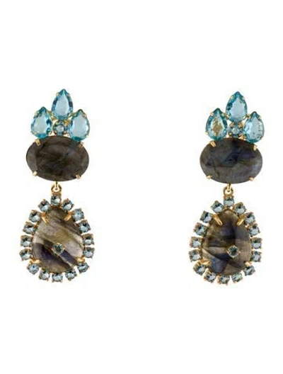 Pre-owned Bounkit Crystal Jolie Drop Earrings In Multi