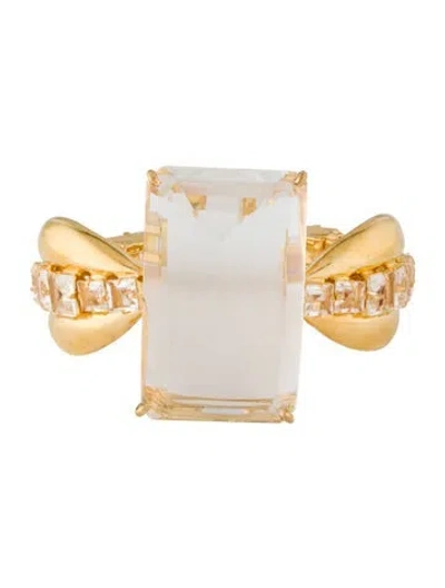 Pre-owned Bounkit Crystal Square Hinged Cuff, 6.75" In Transparent