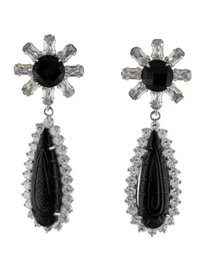 Pre-owned Bounkit Cubic Zirconia Drop Earrings In Multi