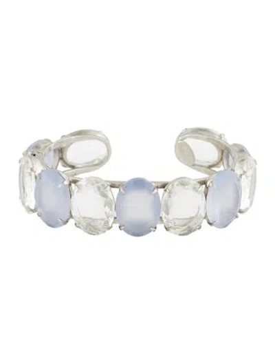 Pre-owned Bounkit Dyed Chalcedony & Quartz 'darla' Cuff Bracelet, 6.25" In Multi