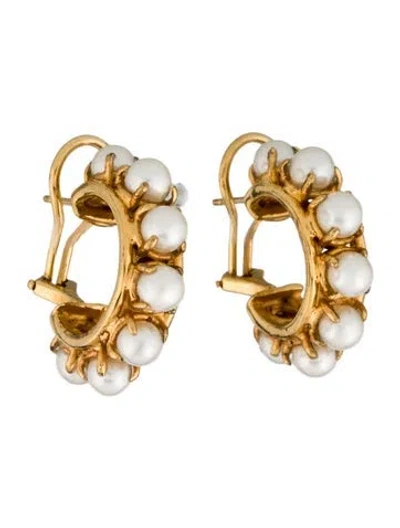 Pre-owned Bounkit Faux Pearl Ear Clip Hoop Earrings In Multicolor