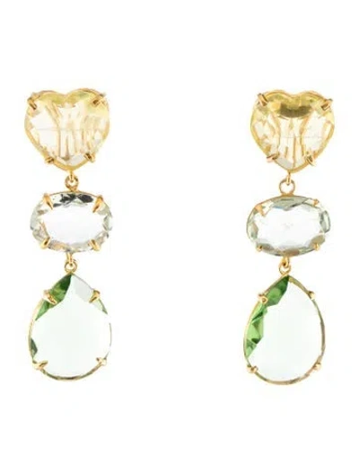 Pre-owned Bounkit Heart Earclip Drop Earrings In Multicolor