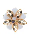 Bounkit Jewelry Agate Flower Brooch In Gold
