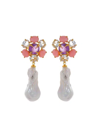 Bounkit Jewelry Baroque Pearl Earrings In Brown