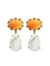 Bounkit Jewelry Citrine Pearl Drop Earrings In Gold