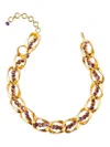 Bounkit Jewelry Faceted-amethyst Chain Necklace In Brown