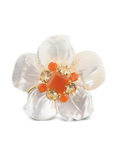 Bounkit Jewelry Flower Brooch In Gold