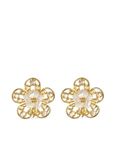Bounkit Jewelry Flower Earrings In Gold