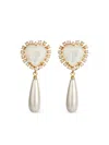 Bounkit Jewelry Heart-motif Pearl Drop Earrings In Gold