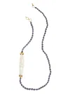 Bounkit Jewelry Kaia Moonstone And Pearl Necklace In Brown
