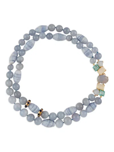 Bounkit Jewelry Lace Agate Necklace In Blue