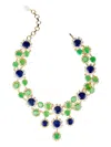 Bounkit Jewelry Lapis And Chrysoprase Collar Necklace In Gold