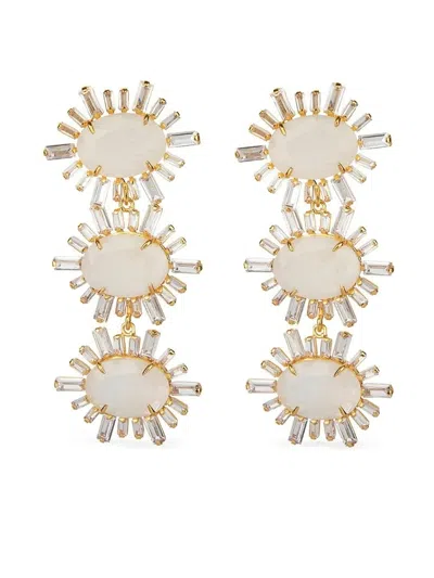 Bounkit Jewelry Moonstone Baguette Earrings In Gold