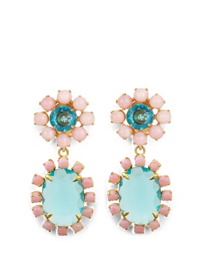 Bounkit Jewelry Quartz And Opal Drop Earrings In Gold