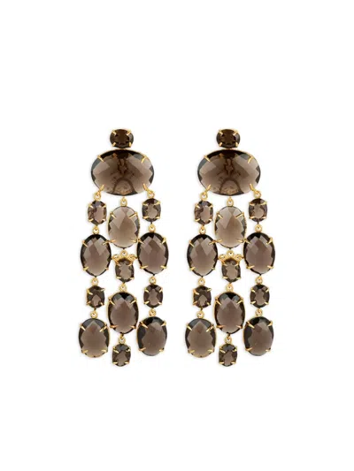 Bounkit Jewelry Quartz Cascade Earrings In Brown