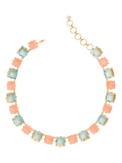 Bounkit Jewelry Square-quartz Necklace In Pink