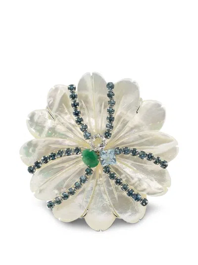 Bounkit Jewelry Topaz Mother-of-pearl Brooch In Metallic