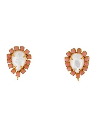 Pre-owned Bounkit Mother Of Pearl Alyda Earclip Earrings In White