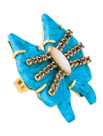 Pre-owned Bounkit Mother Of Pearl & Stone Marina Cocktail Ring In Multi