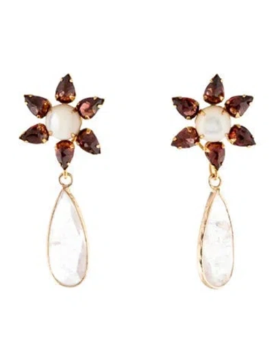 Pre-owned Bounkit Mother Of Pearl Drop Earrings In Multicolor