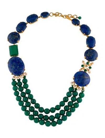 Pre-owned Bounkit Mulit-stone Statement Collar Necklace, 22"