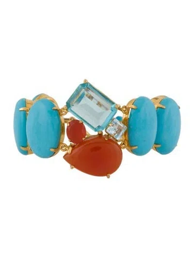 Pre-owned Bounkit Multi Stone Link Bracelet, 9"