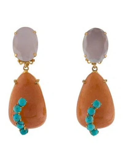 Pre-owned Bounkit Multicolor Drop Clip On Earrings